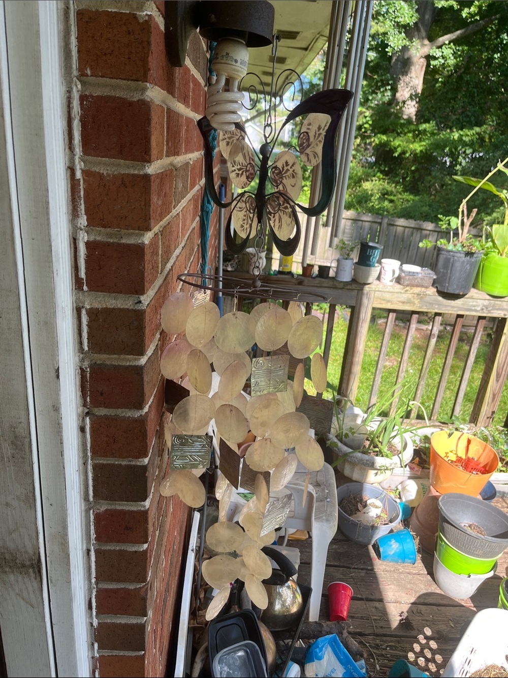 Decorative Butterfly Capiz Wind Chime - Pearlescent